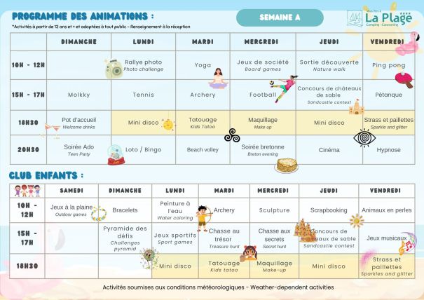 activities camping la plage